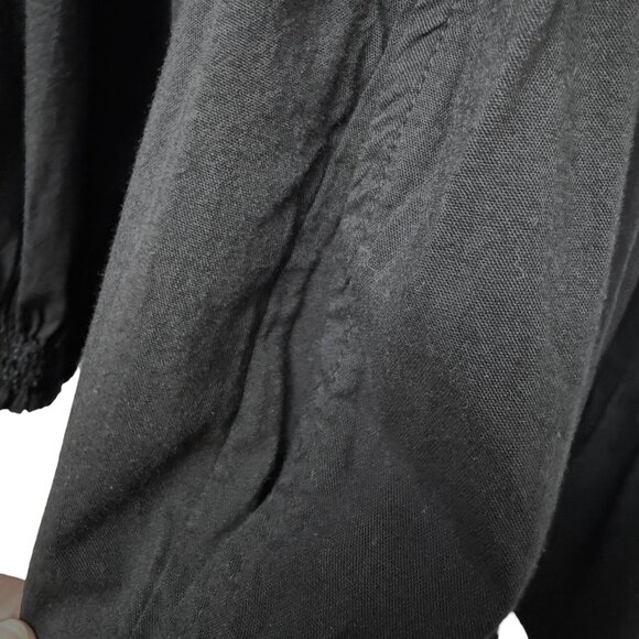 Old Navy Black Tiered Peasant Dress XL Smocked Cotton Blend Pockets Knee Length - Picture 8 of 9